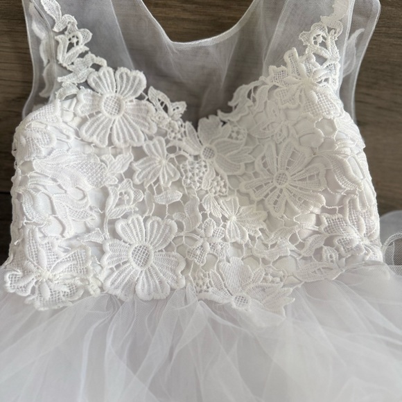 White tulle Flower Girl Lace Dress 3T - Picture 5 of 9